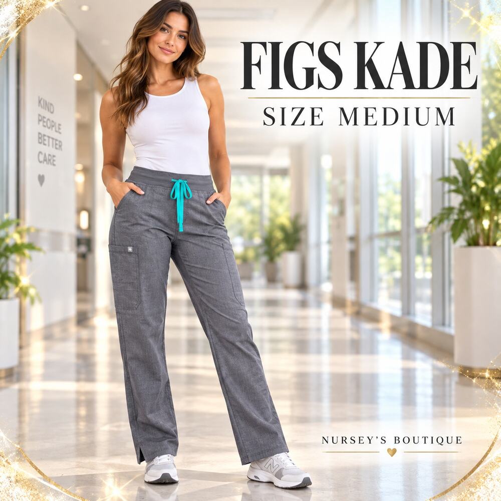 FIGS Kade Cargo Scrub Pants M Graphite Gray Straight Leg Medical Uniform